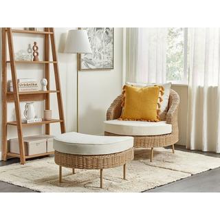 Beliani Fauteuil de jardin avec ottoman en Polyrotin Boho ARCILLE  