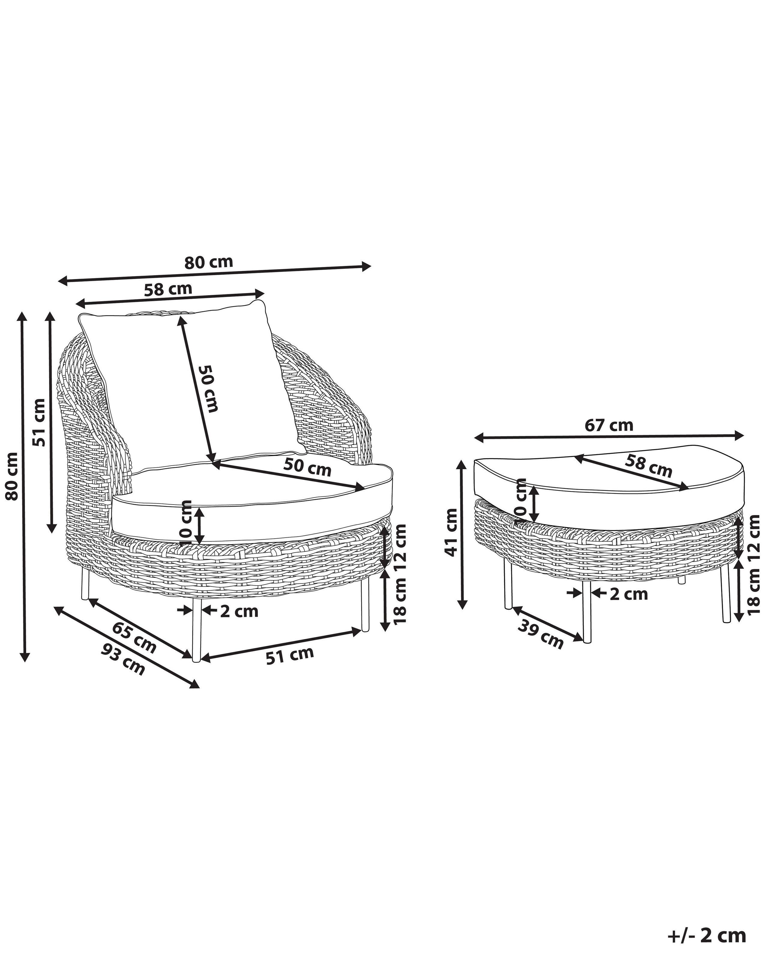 Beliani Fauteuil de jardin avec ottoman en Polyrotin Boho ARCILLE  