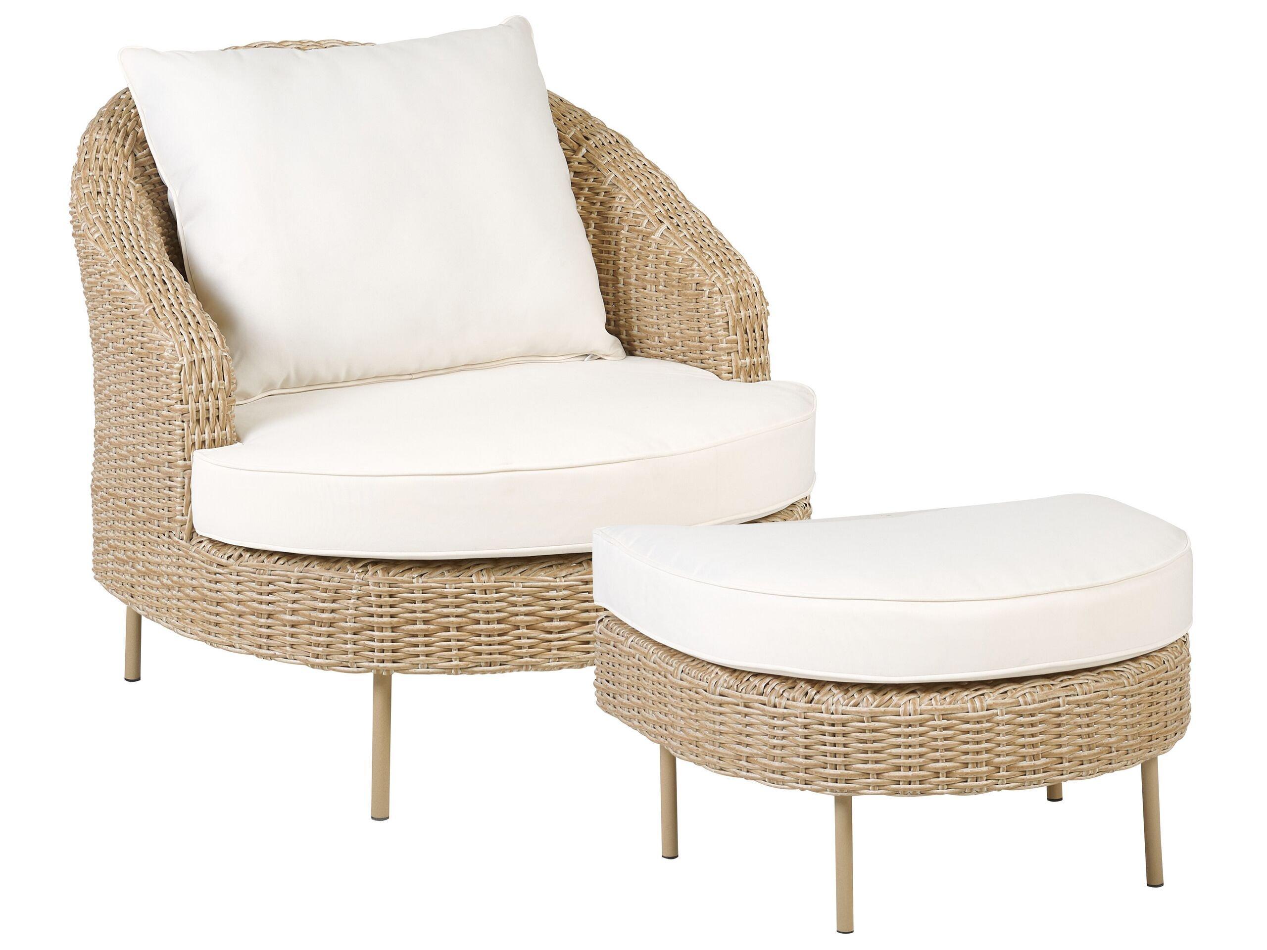 Beliani Stuhl mit Fusshocker aus PE Rattan Boho ARCILLE  