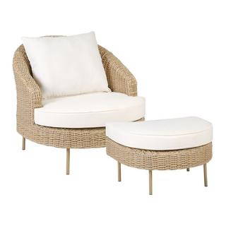 Beliani Fauteuil de jardin avec ottoman en Polyrotin Boho ARCILLE  