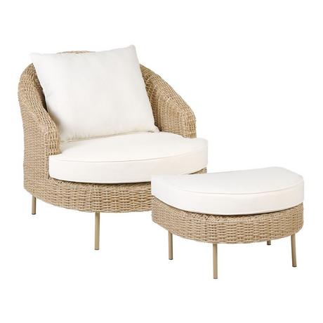 Beliani Fauteuil de jardin avec ottoman en Polyrotin Boho ARCILLE  