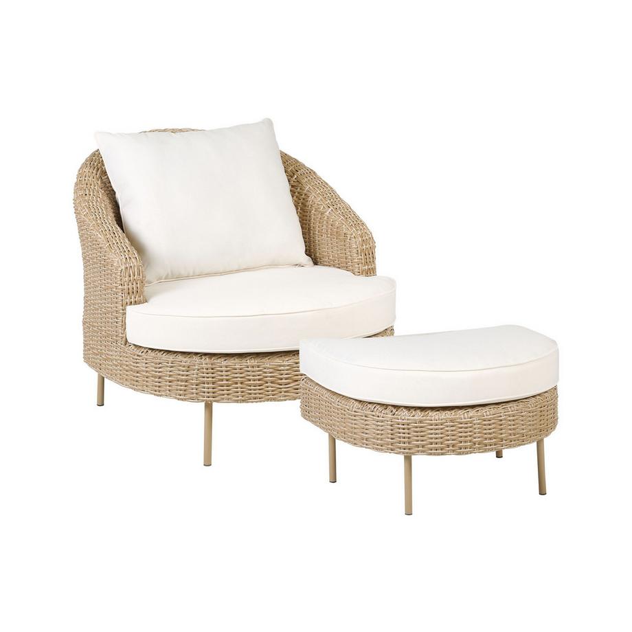 Gartensessel mit Ottomane aus PE Rattan Boho ARCILLE