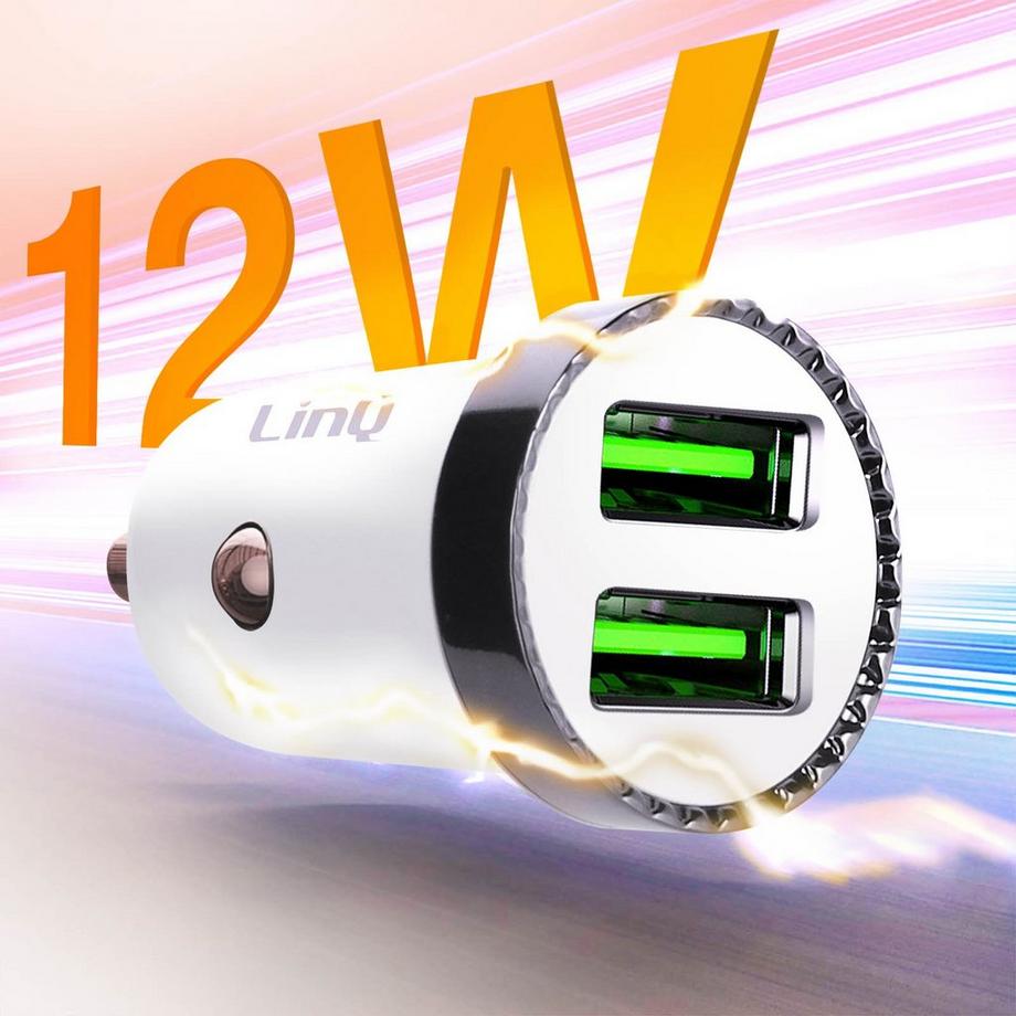 Avizar  Caricatore auto 2x USB 2.4A LinQ bianco 