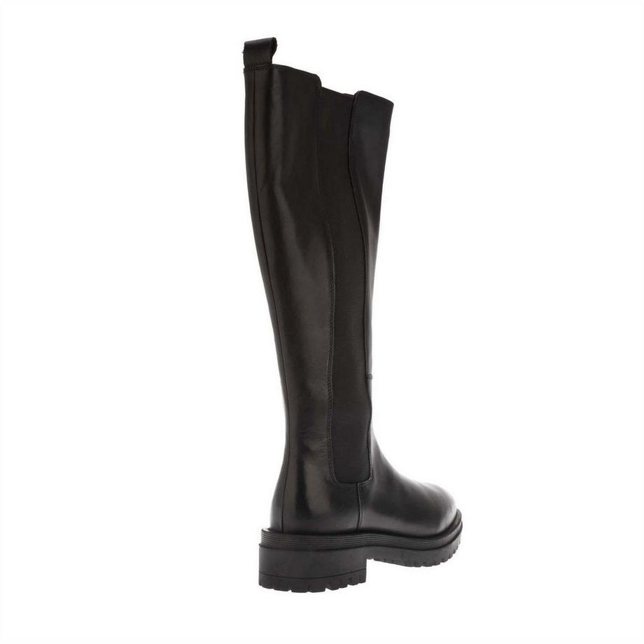 Dune London Bottes Hauteur Genoux en Cuir avec Panneaux Extensibles  