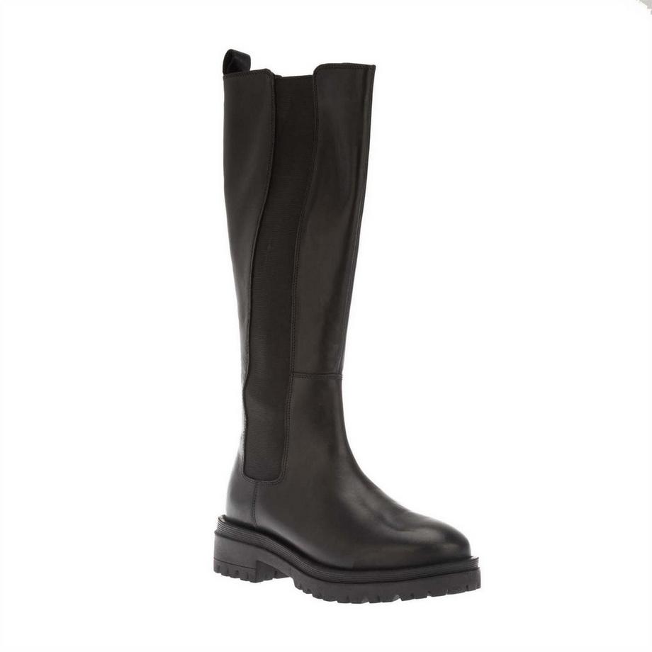 Dune London Bottes Hauteur Genoux en Cuir avec Panneaux Extensibles  