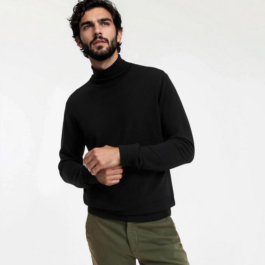 Pull col roulé mérinos