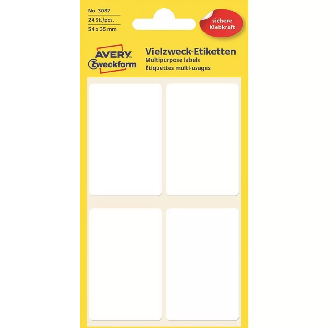 Avery-Zweckform – AVERY ZWECKFORM Etiketten 54×35mm, 24 Stück, One Size, Weiss