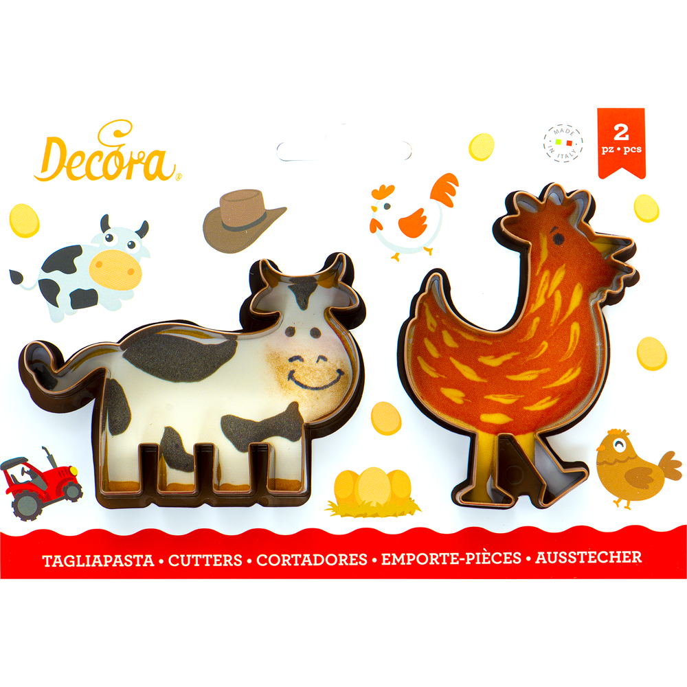 Decora Set di tagliabiscotti Mucca e Gallina 2 pezzi  