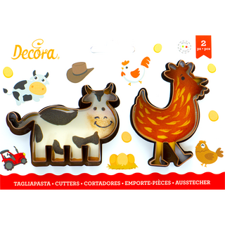 Decora Set di tagliabiscotti Mucca e Gallina 2 pezzi  