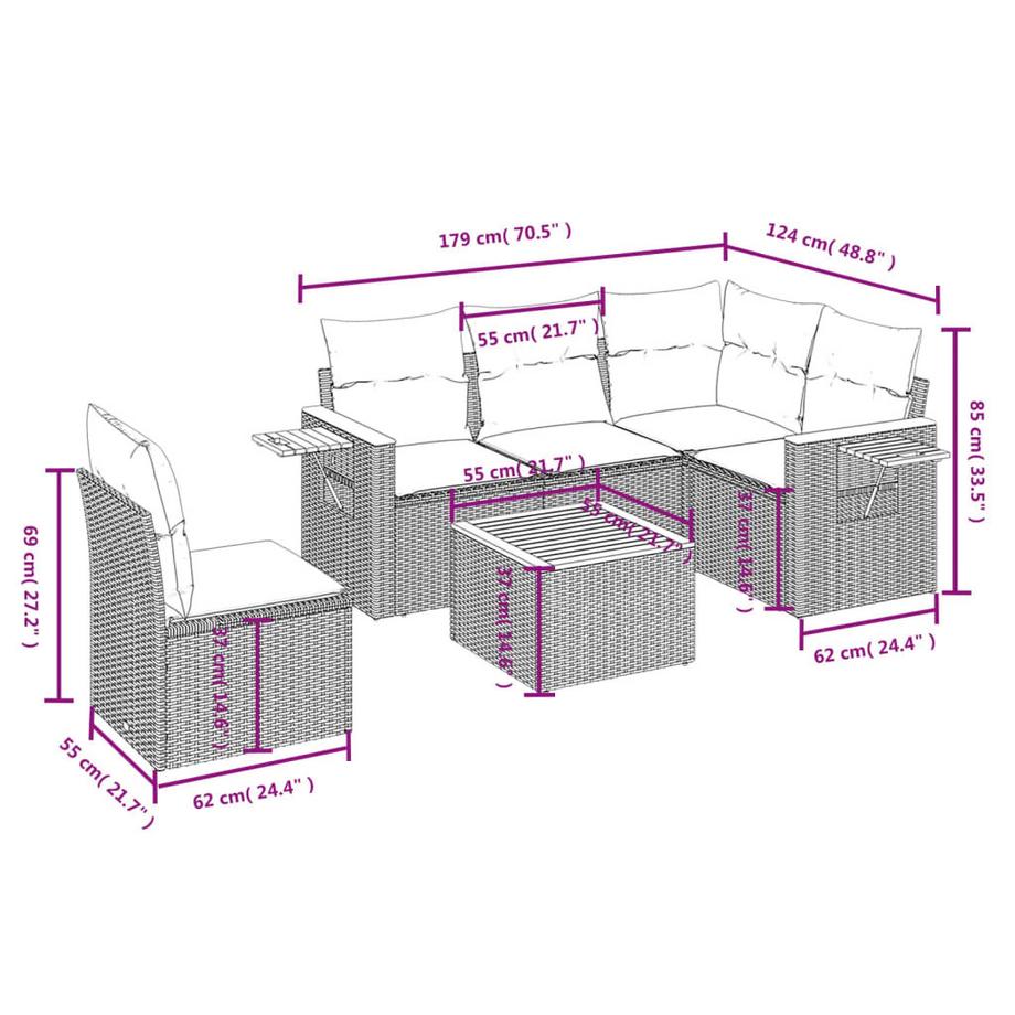 VidaXL Ensemble de canapés de jardin rotin synthétique  