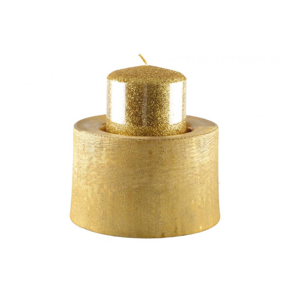 Aulica Goldener metallkerzenständer d.12,5 cm h.8,5 cm  
