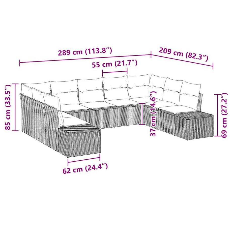 VidaXL Canapé de jardin poly rattan  
