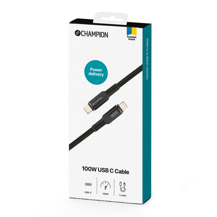Champion  USB-C-Kabel 100 W 1 m Schwarz 