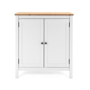 Commode de Rangement 2 portes L80 cm - Décor Blanc - BERGEN