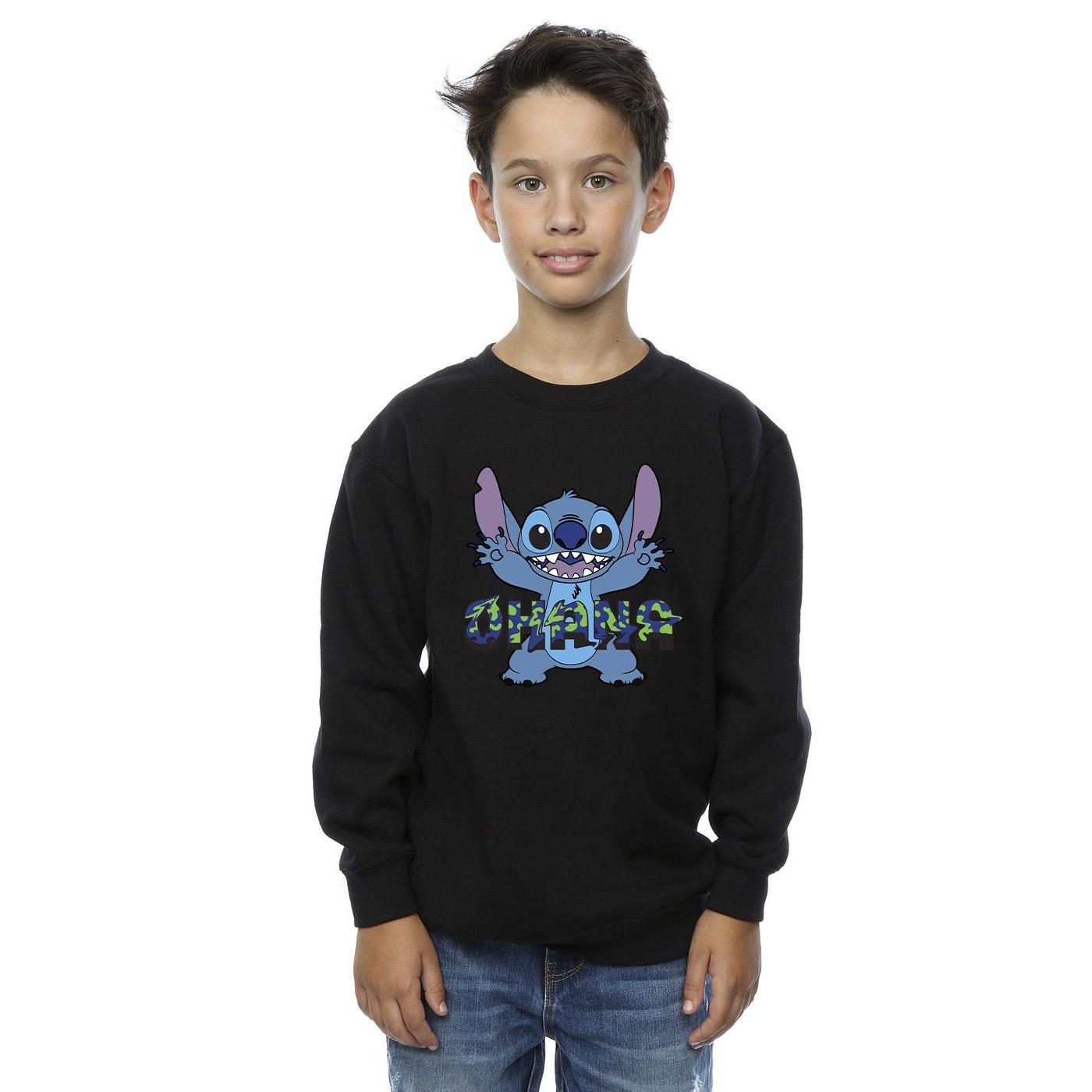 Disney  Lilo And Stitch Ohana Blue Glitch Sweatshirt 