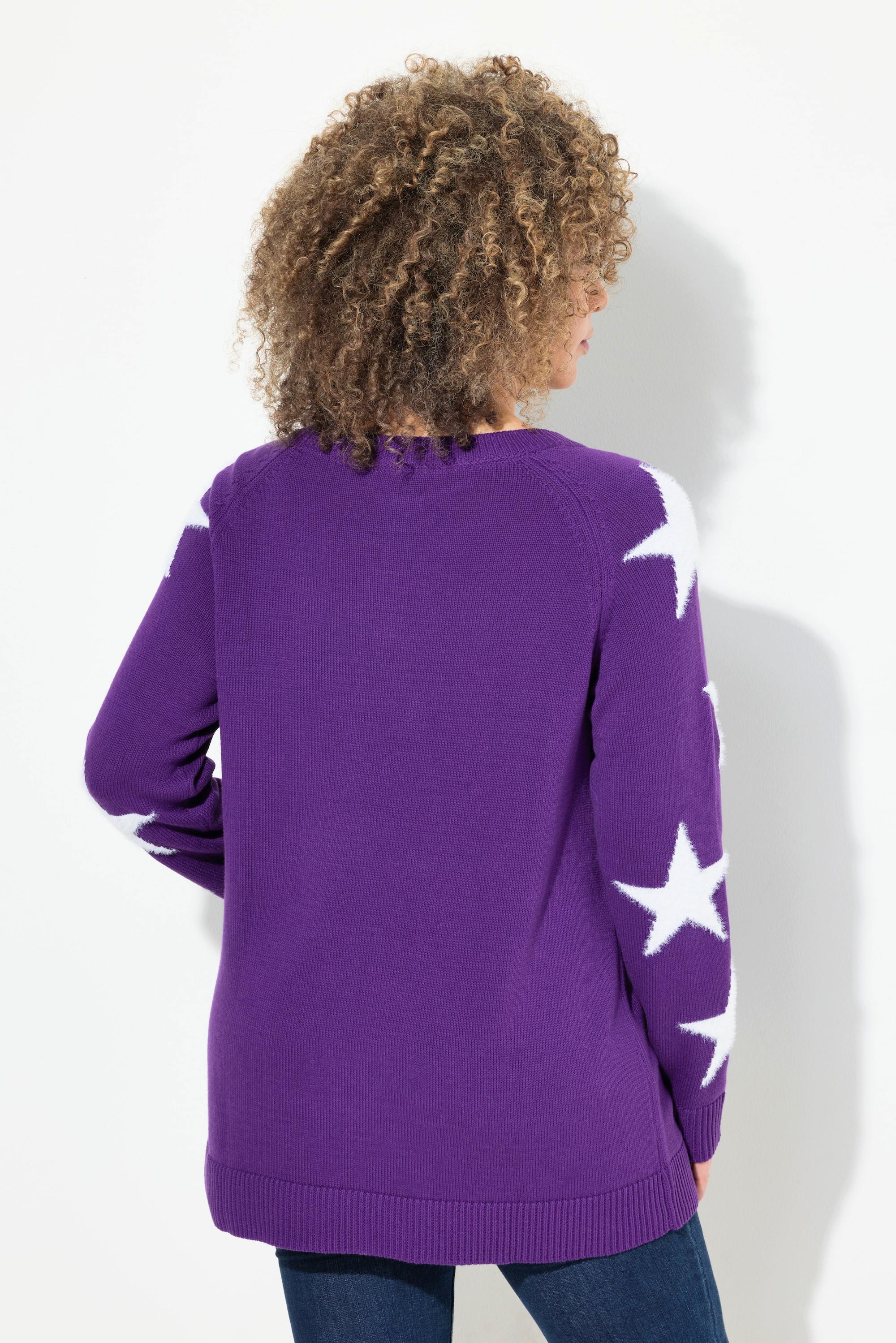 Ulla Popken  Pullover, Glitzersterne, Rundhals, Raglan-Langarm 