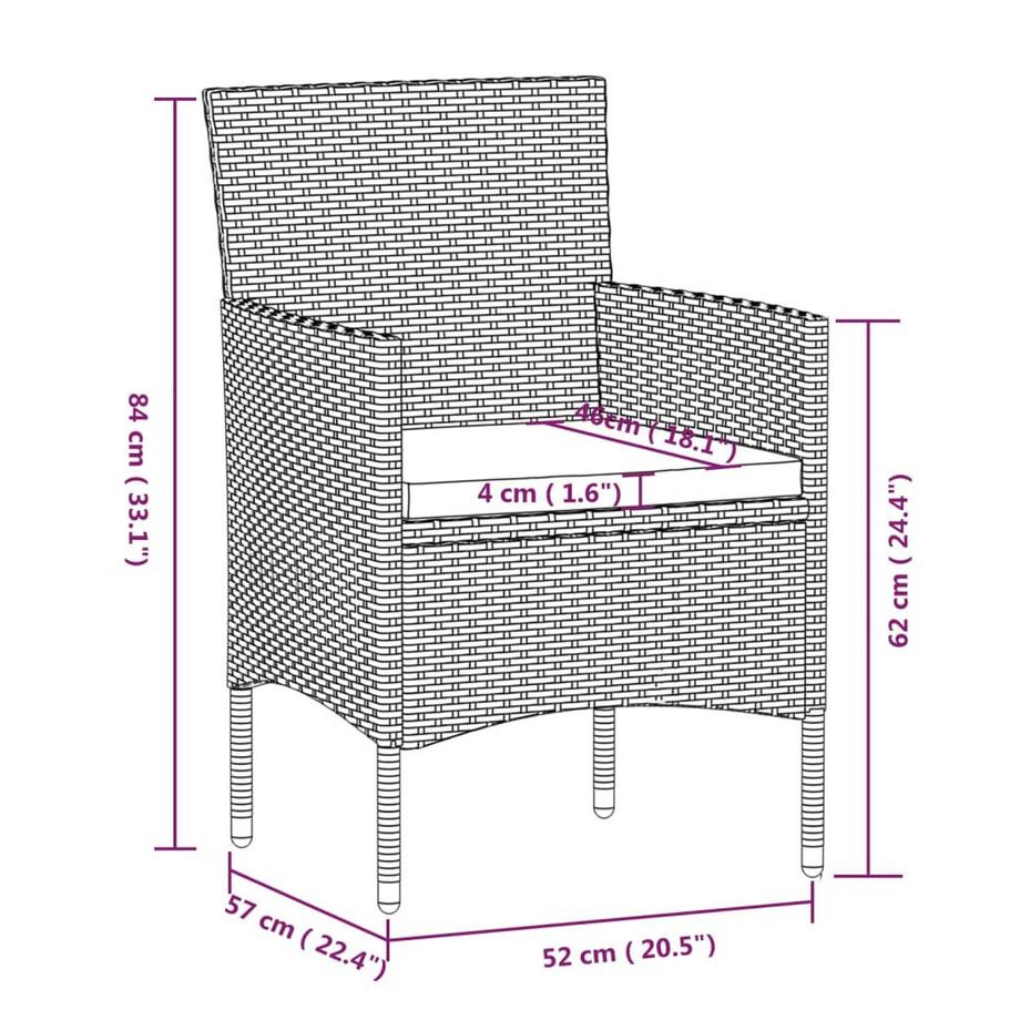 VidaXL Ensemble de salle à manger de jardin rotin synthétique  