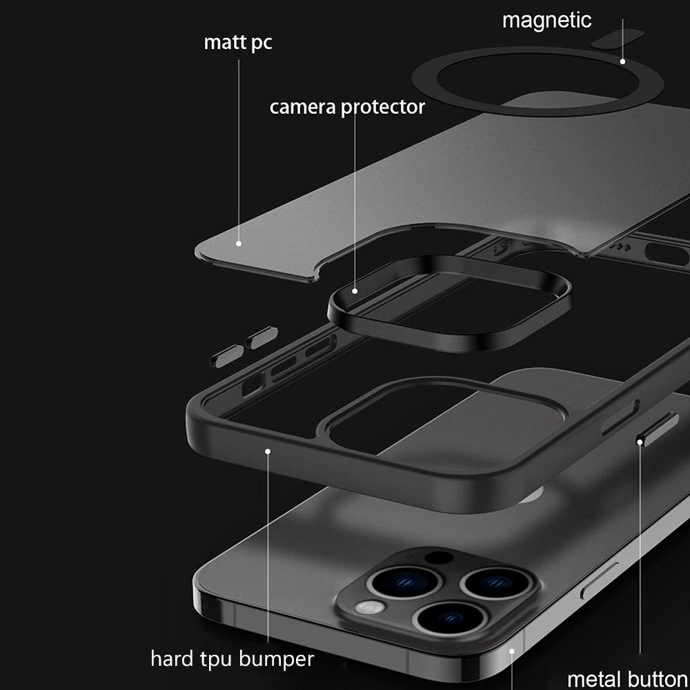 Cadorabo  Hülle für Apple iPhone 13 PRO MAX in SCHWARZ für MagSafe - Hybrid Schutzhülle mit TPU Silikon-Rand und stabiler Rückseite 