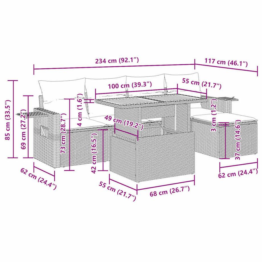 VidaXL Garten sofagarnitur poly-rattan  