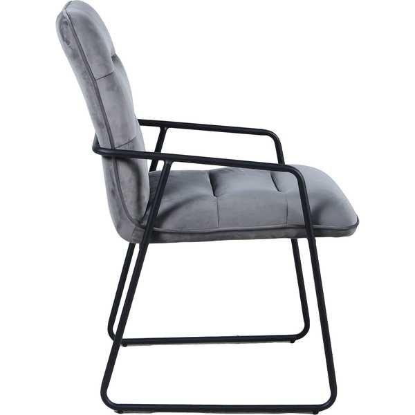 mutoni Fauteuil velours gris foncé (lot de 2)  