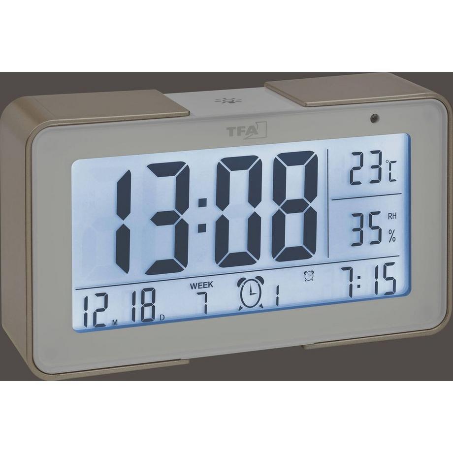 TFA Dostmann Radiocontrollato Sveglia Oro, Bianco Tempi di allarme 3  