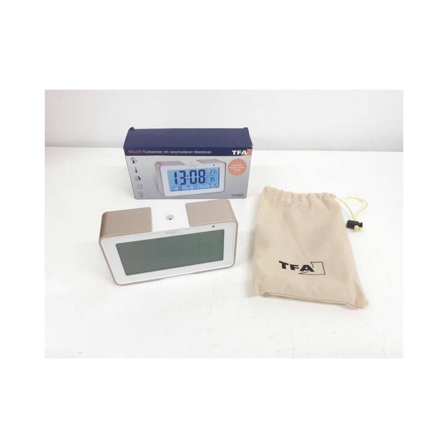 TFA Dostmann Radiocontrollato Sveglia Oro, Bianco Tempi di allarme 3  