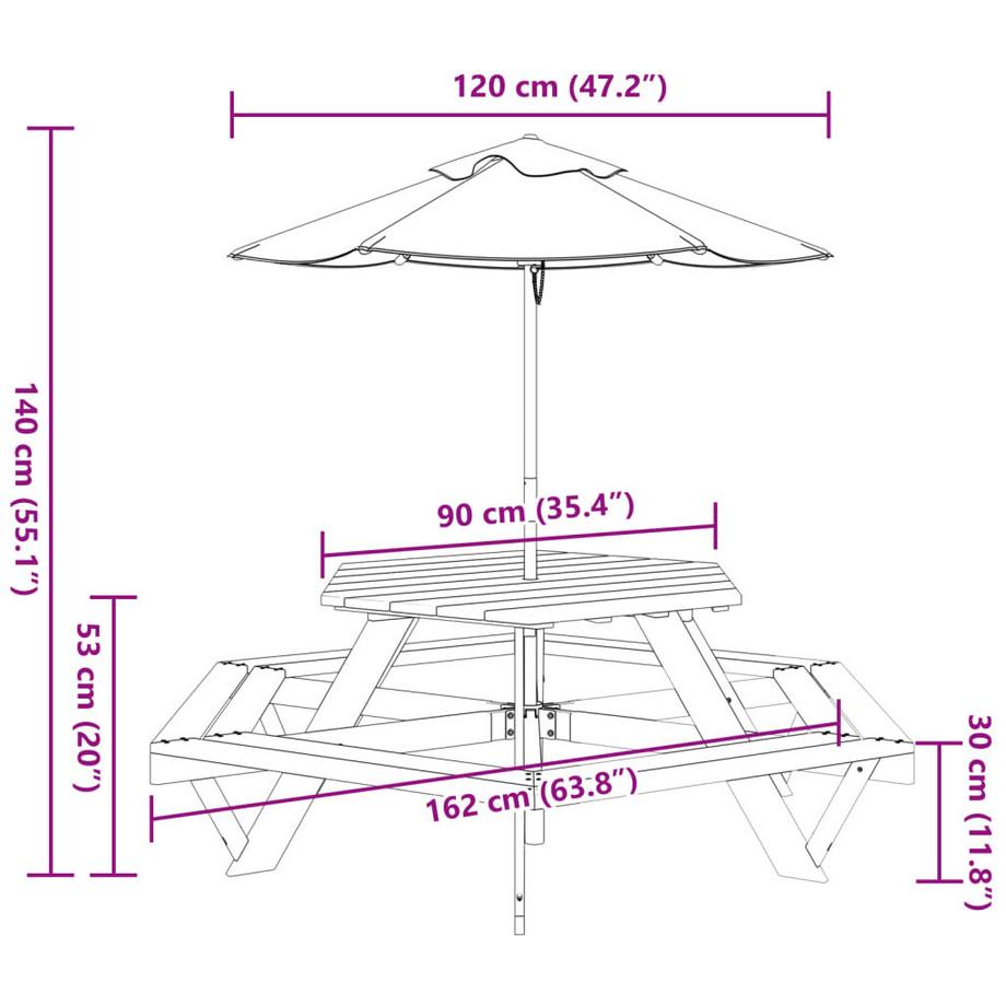 VidaXL Table de pique-nique bois  