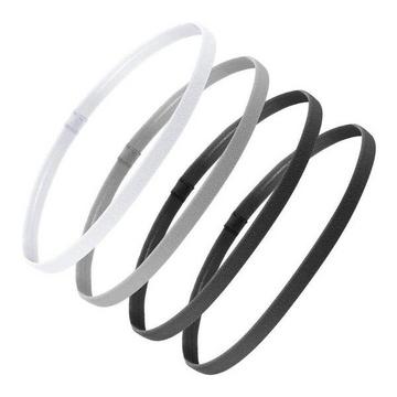 4 fasce elastiche per capelli sportive - nere / bianche / grigie