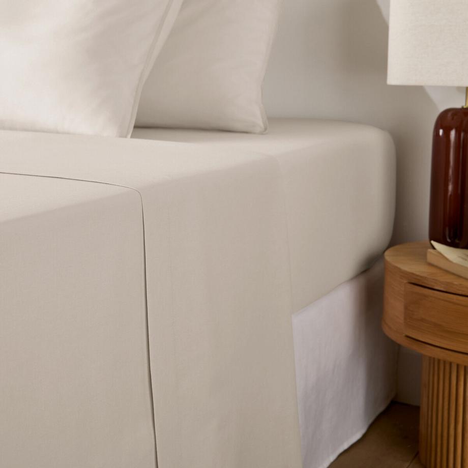 Drap plat uni en coton lavé