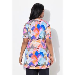 Ulla Popken T-shirt long Slinky Coupe Évasée Col Rond Manches Courtes  