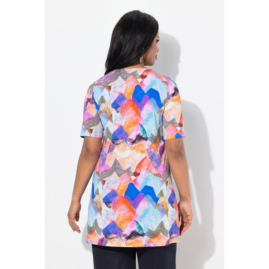 Ulla Popken Maglia Lunga Slinky Taglio Svasato Scollo Rotondo Mezze Maniche  