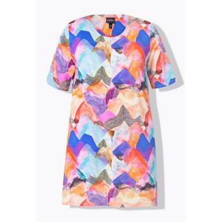 Ulla Popken T-shirt long Slinky Coupe Évasée Col Rond Manches Courtes  