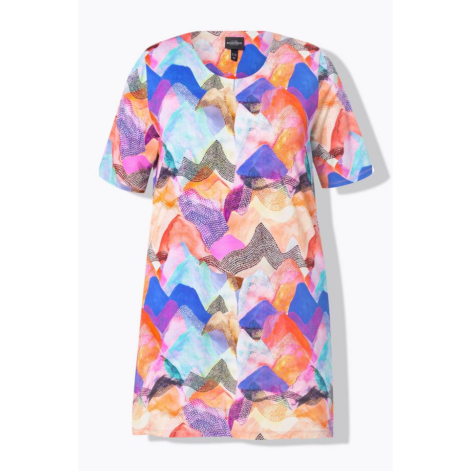 Ulla Popken Maglia Lunga Slinky Taglio Svasato Scollo Rotondo Mezze Maniche  