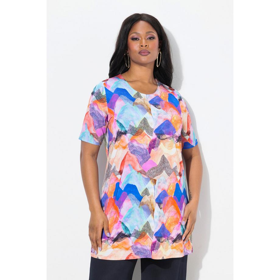 Ulla Popken Maglia Lunga Slinky Taglio Svasato Scollo Rotondo Mezze Maniche  