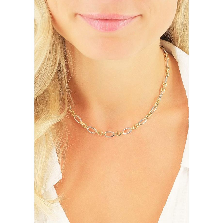 MUAU Schmuck  Collier Fantasie Bicolor Gelbgold-/Weissgold 750, 6.5mm, 45cm 