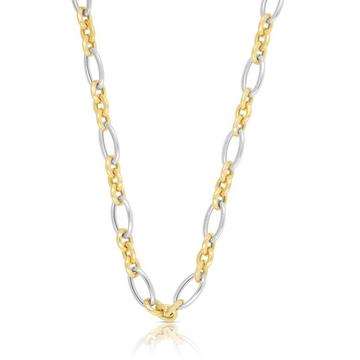 Collier fantaisie bicolore or jaune/or blanc 750, 6,5mm, 45cm