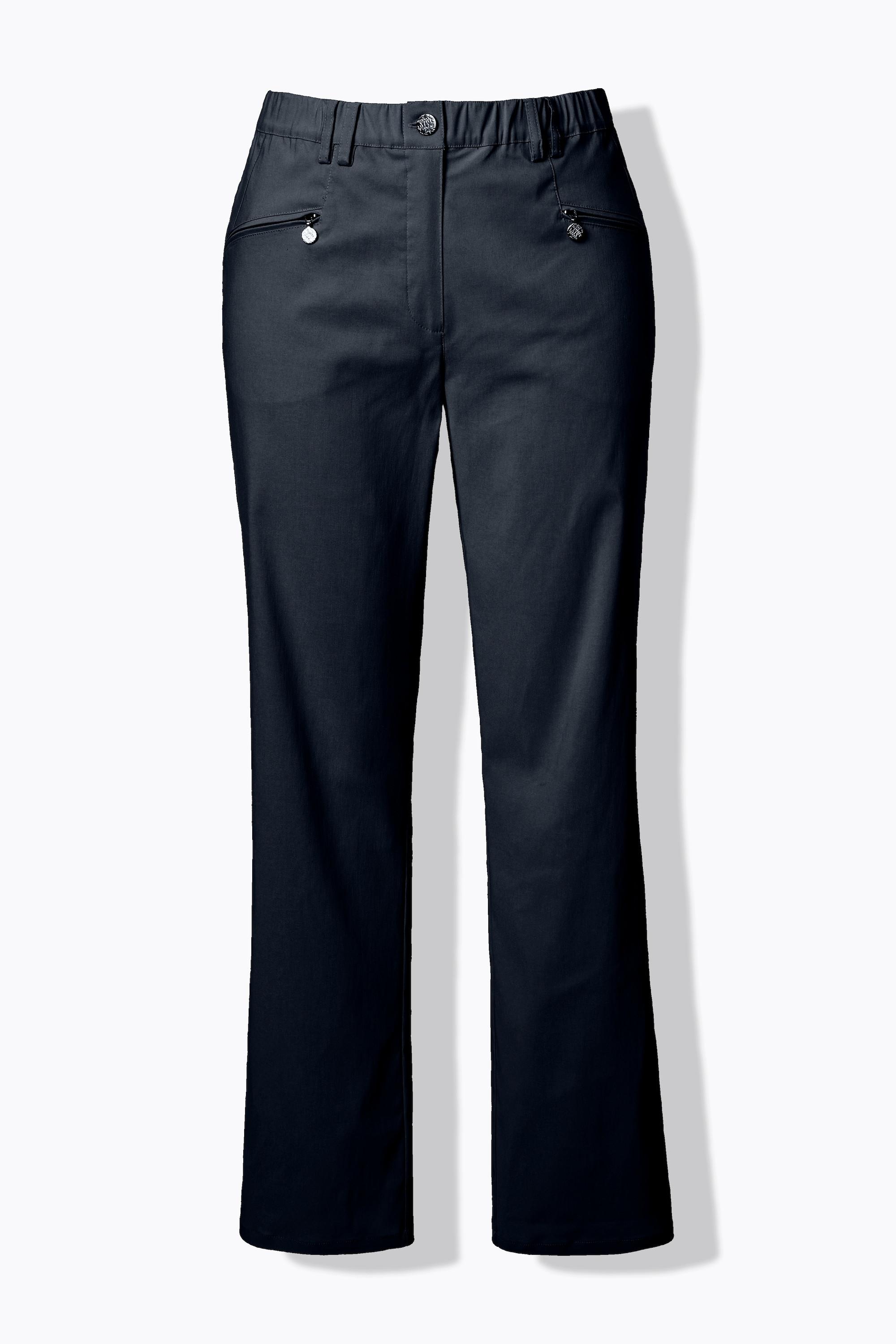 Ulla Popken Mony Pantaloni Termici Elasticizzati Gamba Conica Tasche Zip  