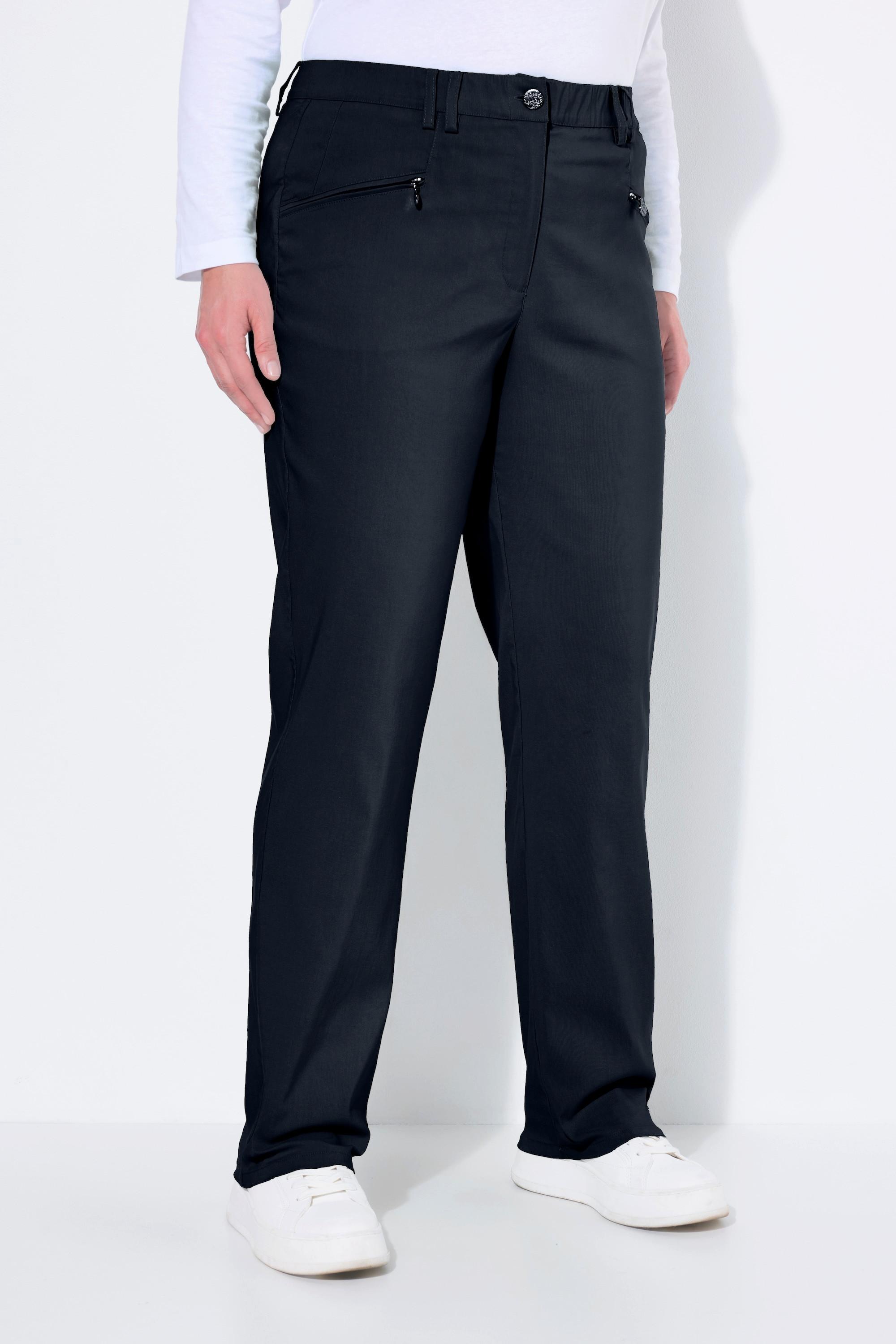 Ulla Popken Mony Pantaloni Termici Elasticizzati Gamba Conica Tasche Zip  