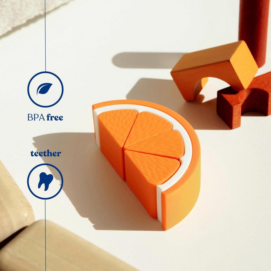Activity-board  Motorikspielzeug Lernspielzeug, stapelbar orange mit 5 Teilen 