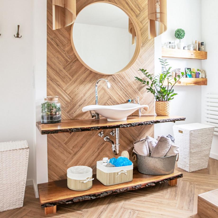 B2X Cestini portaoggetti Set di 4 in bambù  