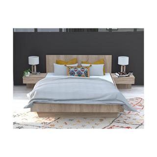 Vente-unique Bett mit Nachttischen + Matratze - 140 x 190 cm - Holzfarben - MARVELLOUS  