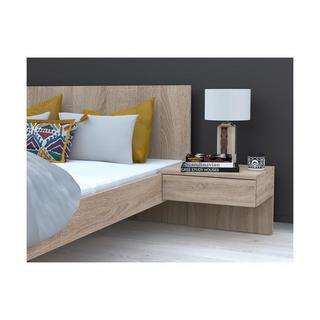 Vente-unique Letto con comodini 140 x 190 cm Naturale + Materasso - MARVELLOUS  