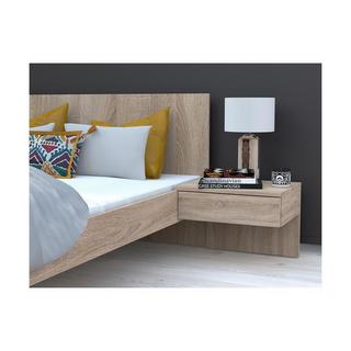 Vente-unique Bett mit Nachttischen + Matratze - 140 x 190 cm - Holzfarben - MARVELLOUS  