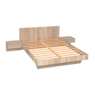 Vente-unique Letto con comodini 140 x 190 cm Naturale + Materasso - MARVELLOUS  