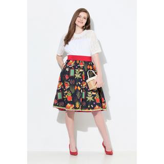 Ulla Popken Rock Landhaus-Druck A-Linie Elastikbund  