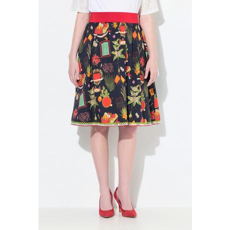 Ulla Popken Rock Landhaus-Druck A-Linie Elastikbund  