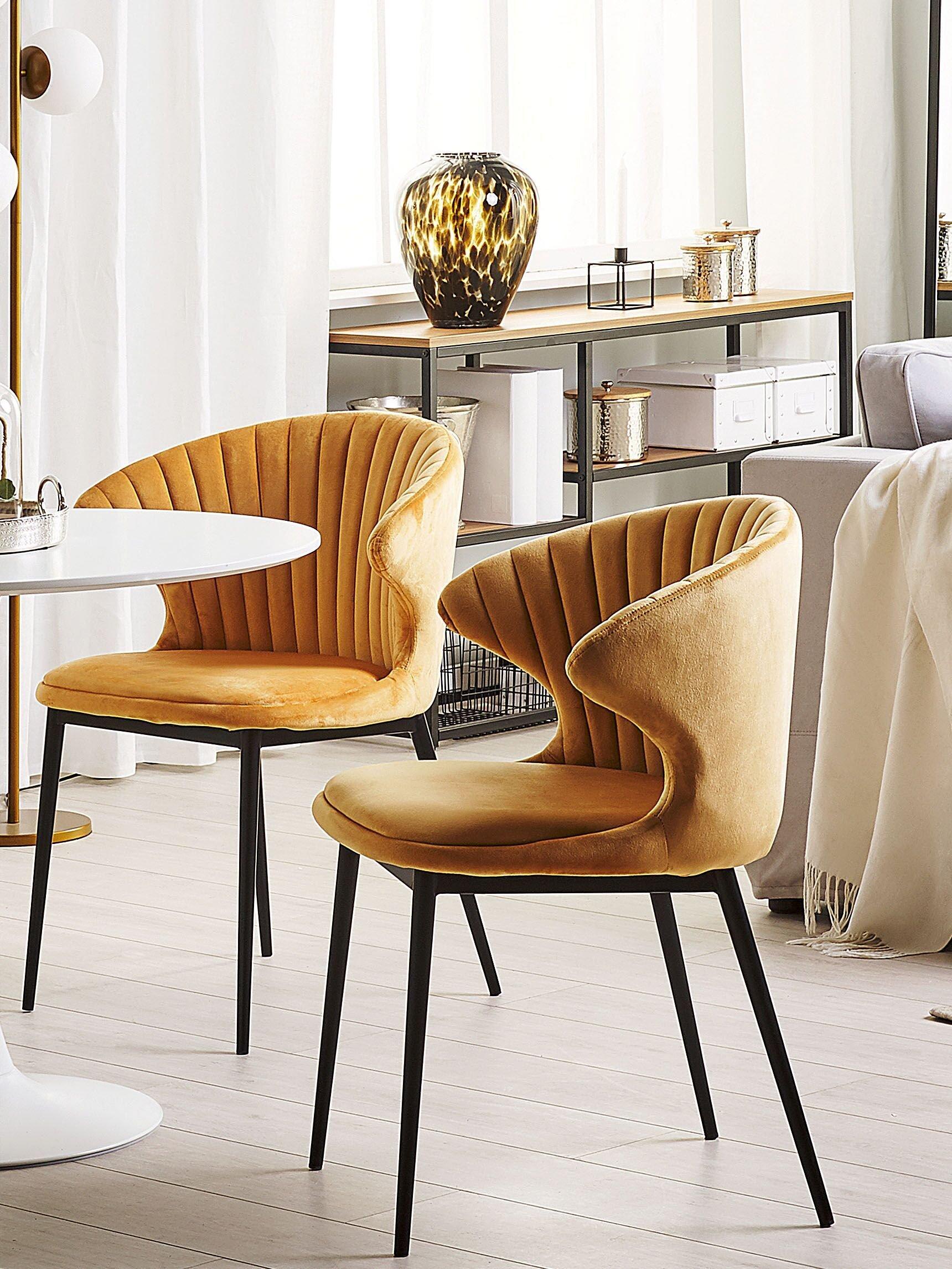 Beliani Esszimmerstuhl 2er Set aus Samtstoff Modern AUGUSTA  