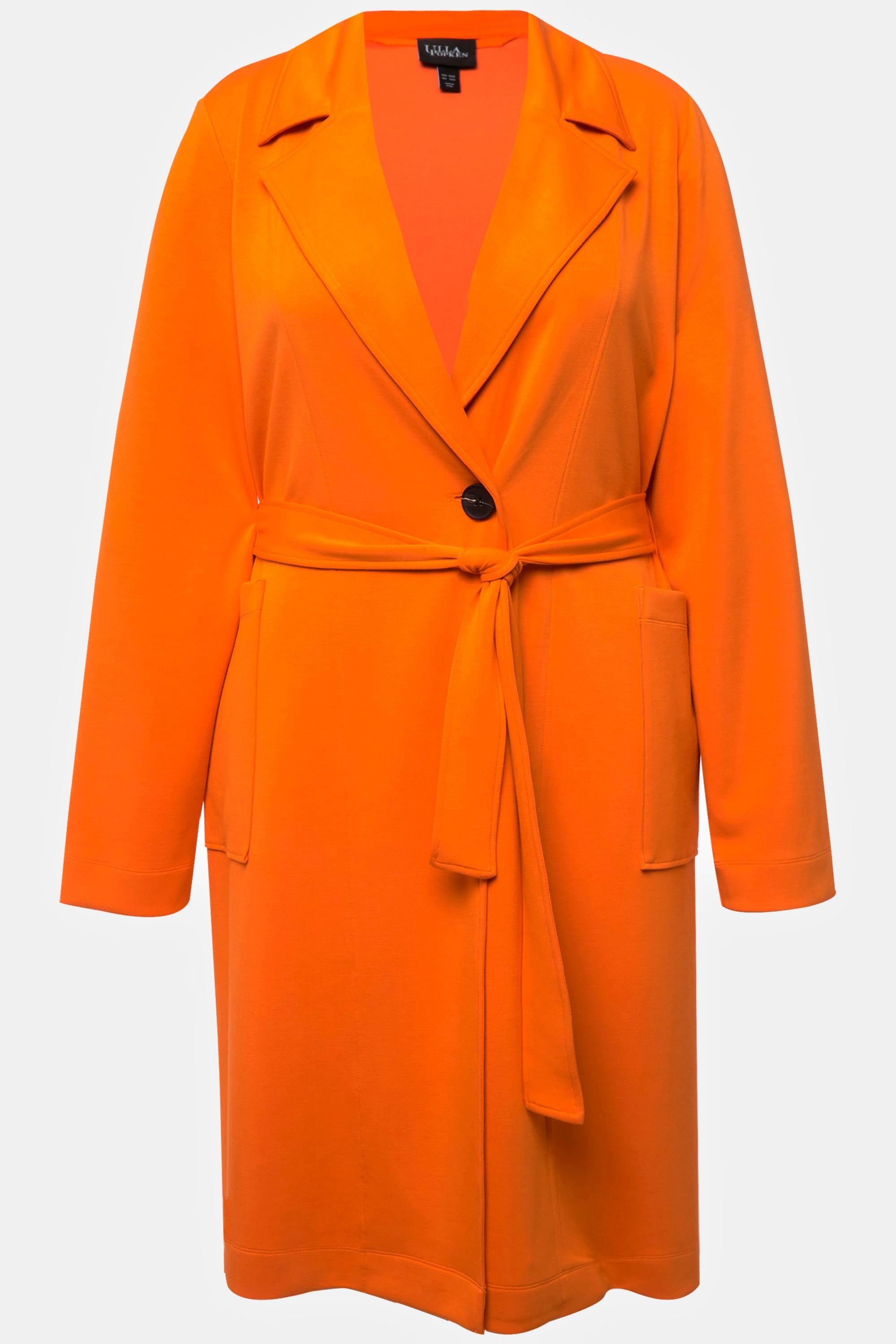 Ulla Popken  Trench-coat en jersey, col à revers, ceinture à nouer, manches raglan longues 