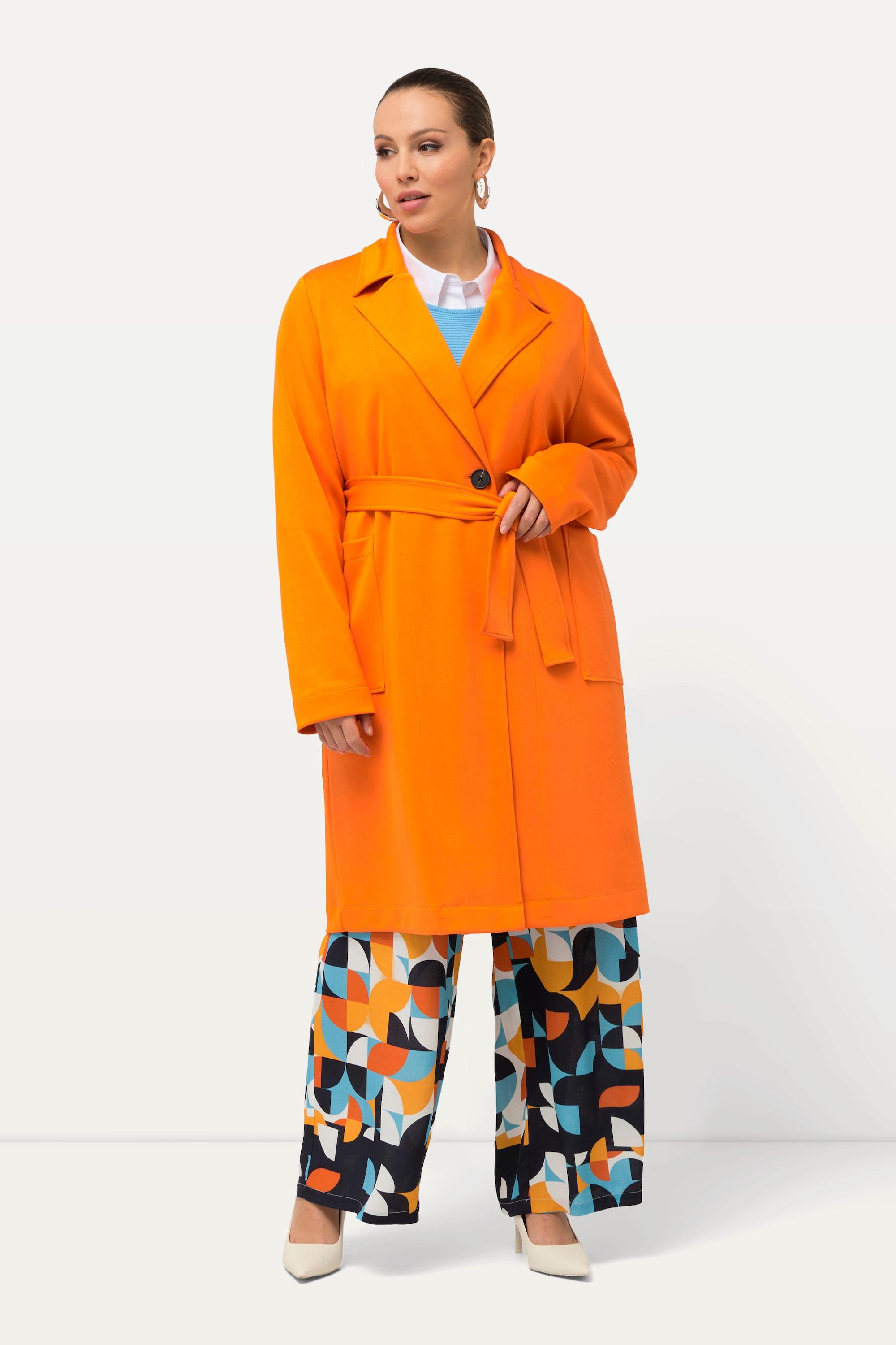 Ulla Popken  Trench-coat en jersey, col à revers, ceinture à nouer, manches raglan longues 