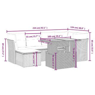 VidaXL Ensemble de canapés de jardin rotin synthétique  